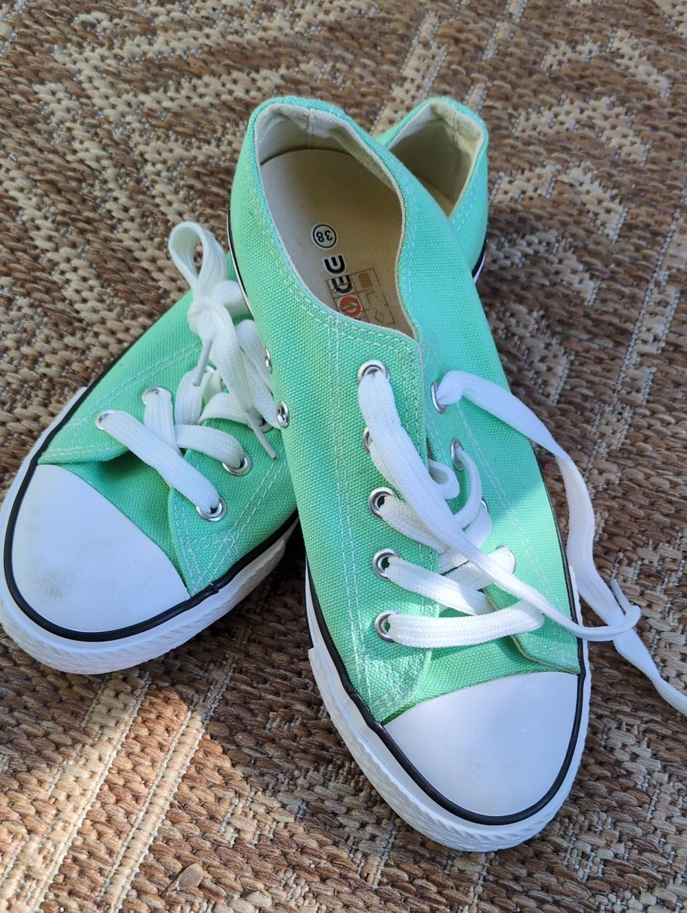 Mint Green Kids Canvas Sneakers with White Laces